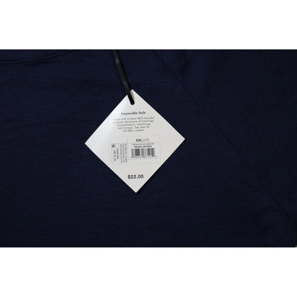 Ava & Viv Navy Blue Lettuce Edge Raglan Sleeve Slub Knit Top XXL